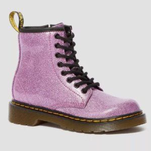 Doc Dr Martens Lace Up 1460 Glitter Boots Delaney Pink girls Sz 3 combat barbie